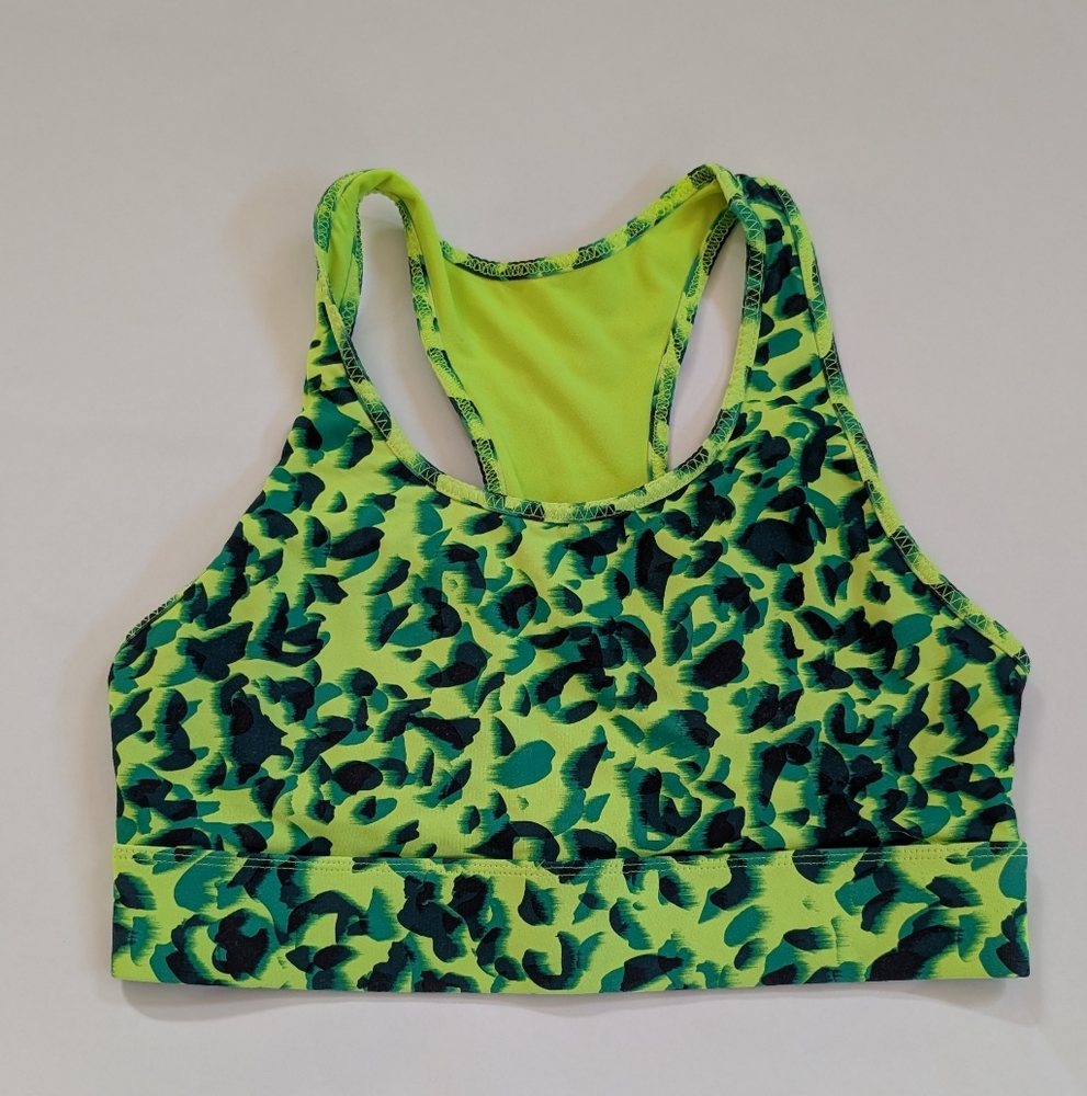 On the Go Fabletics Sports Bra, Medium, Neon Sur
